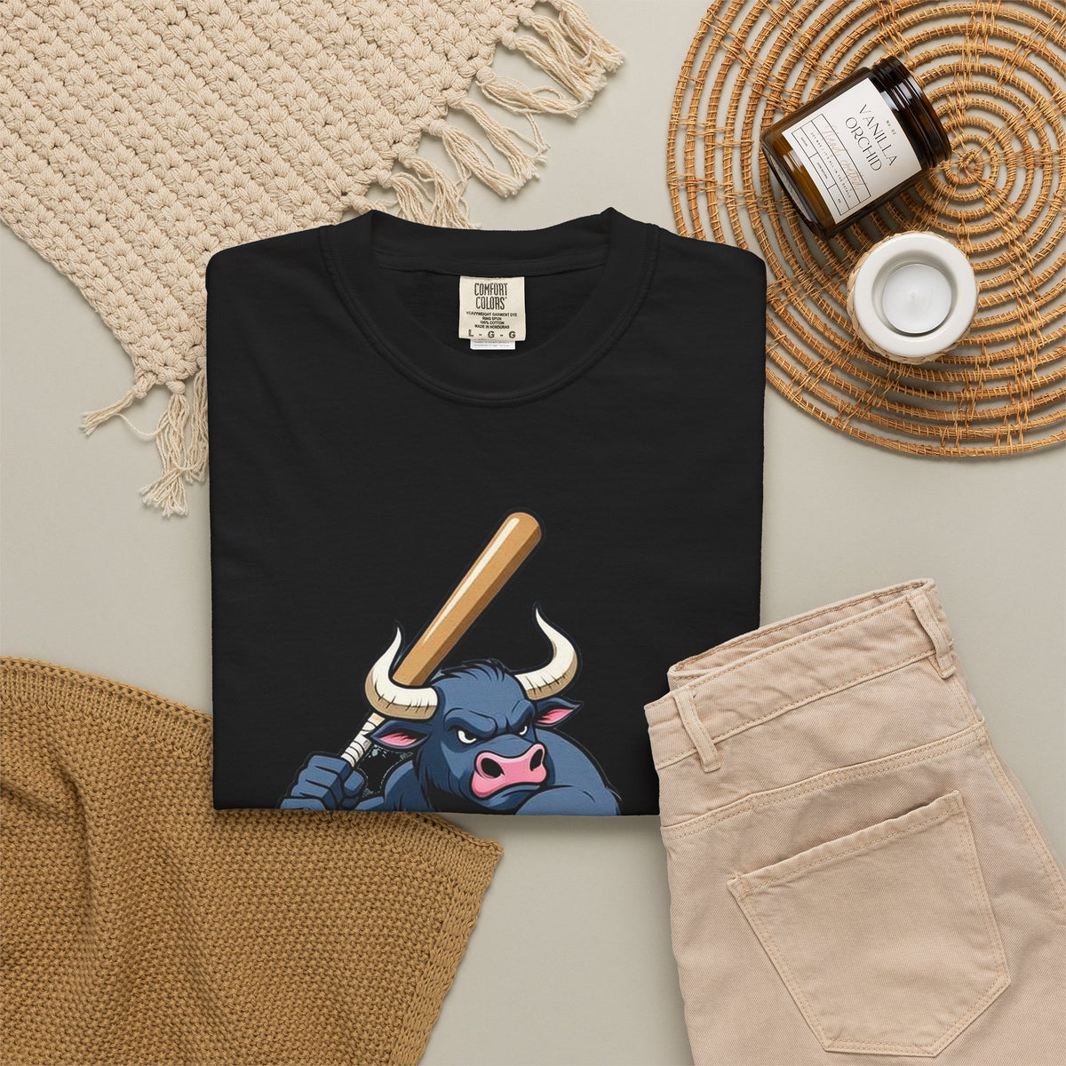 Strong Bull Baseball T-Shirt – Funny Muscle Bull Slugger Gym Comfort Colors Tee