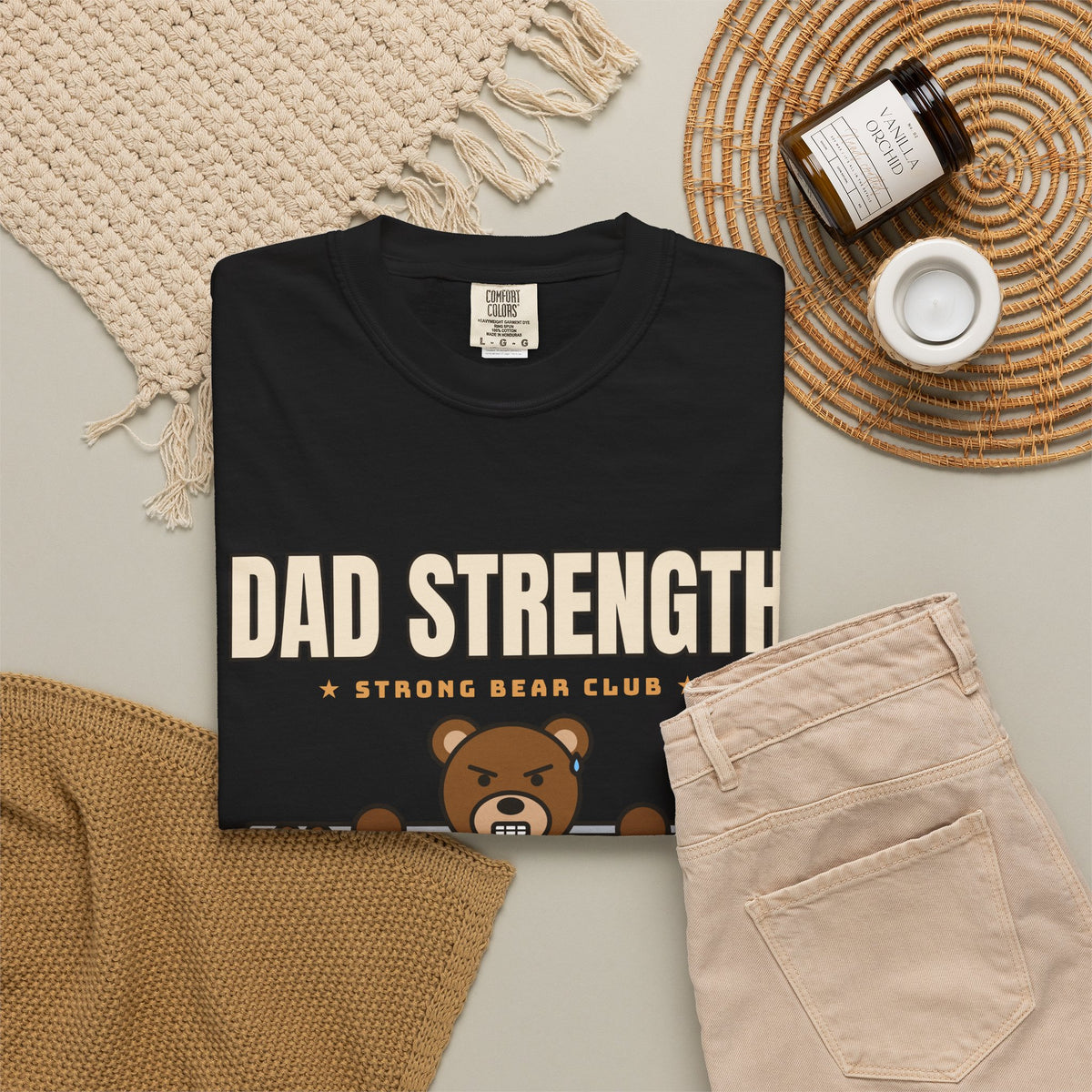 Dad Strength T-Shirt – Funny Strong Bear Dad Lifting Kids Comfort Colors Gym Tee