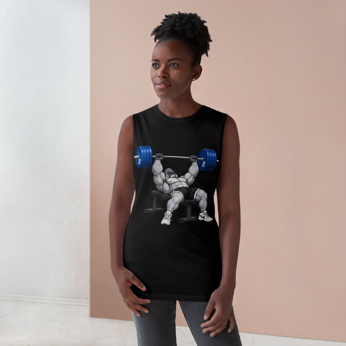 Strong Gorilla Bench Press Tank Top – Funny Gym Weightlifting Muscle Tank