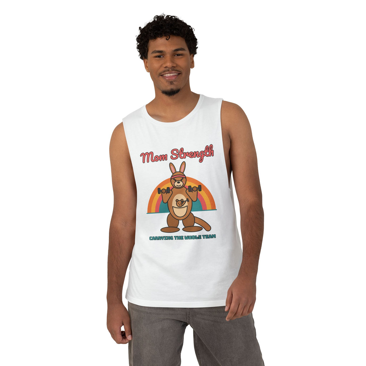 Mom Strength Tank Top – Funny Retro Kangaroo Mom Gym Workout Muscle Tank