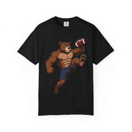 Strong Bear Football T-Shirt – Funny Muscle Bear Quarterback Gym Comfort Colors Tee