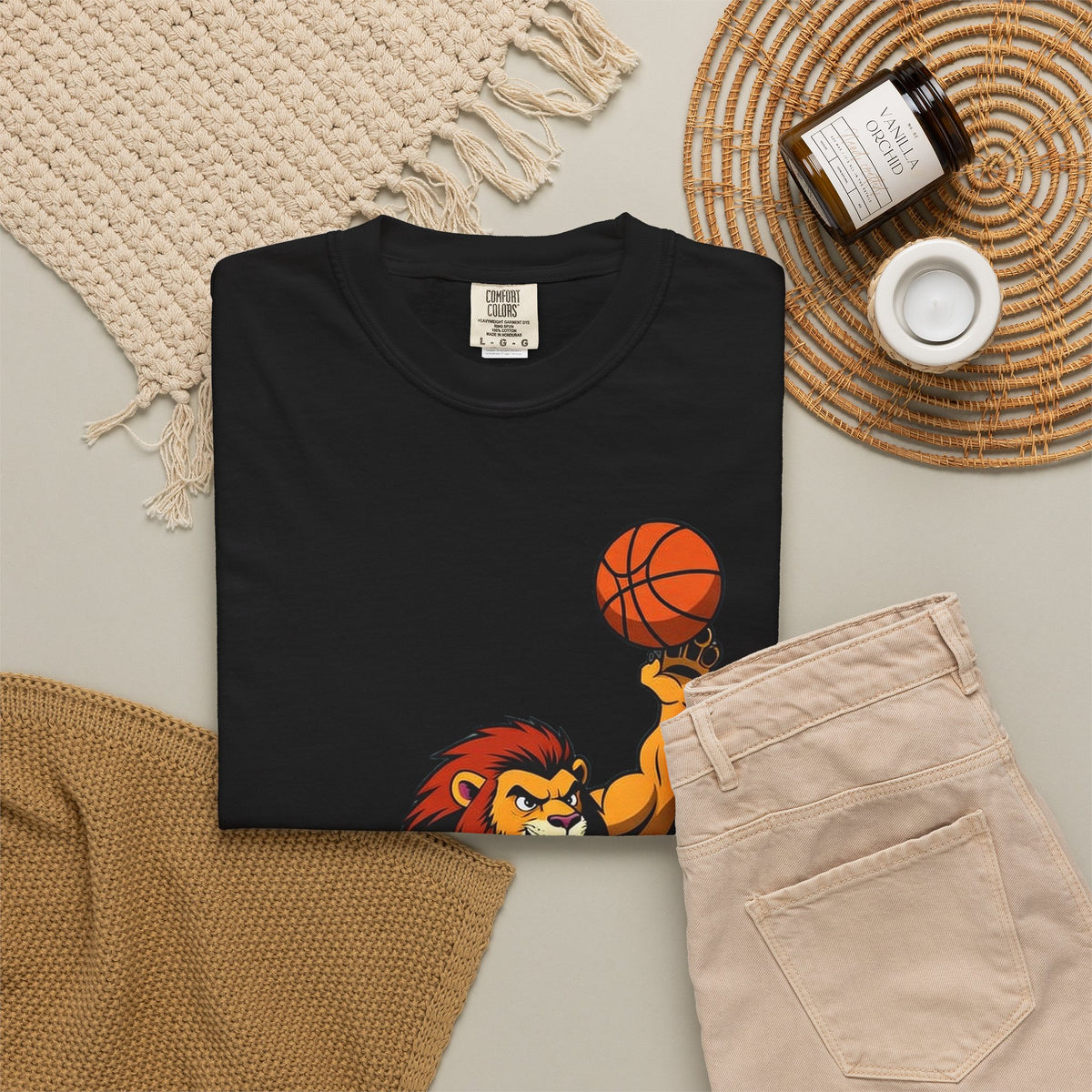 Strong Lion Basketball Dunk T-Shirt – Funny Muscle Lion Hoops Gym Comfort Colors Tee