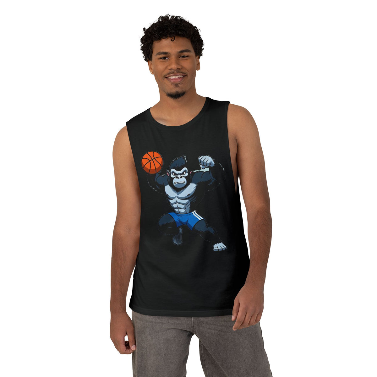 Strong Gorilla Basketball Tank Top – Funny Muscle Gorilla Hoops Gym Tank