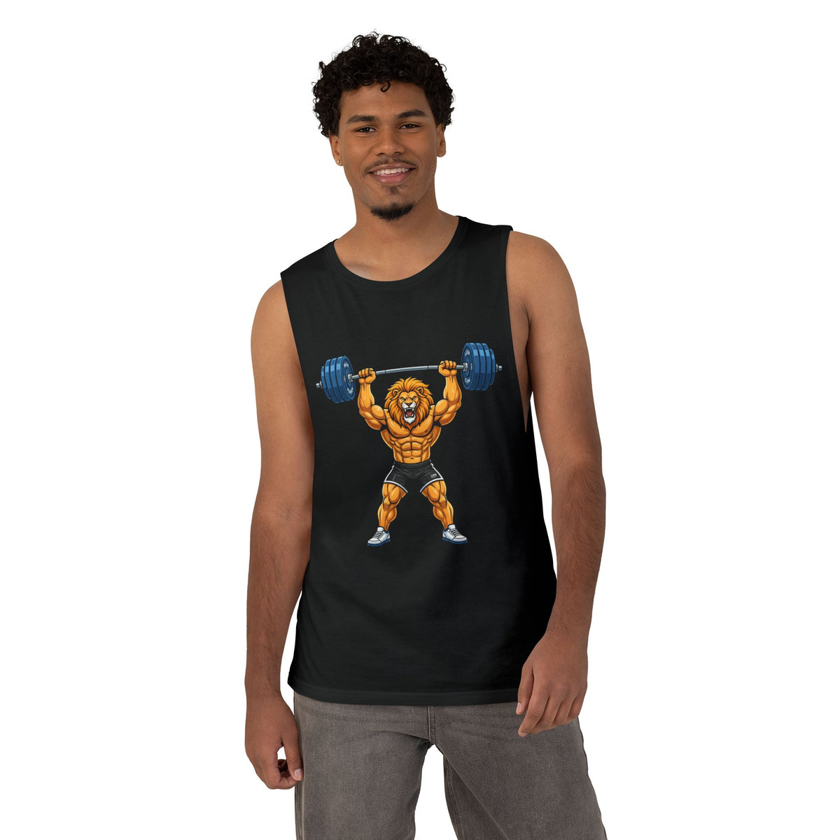 Strong Lion Overhead Press Tank Top – Fun Shoulder Day Gym Muscle Tank