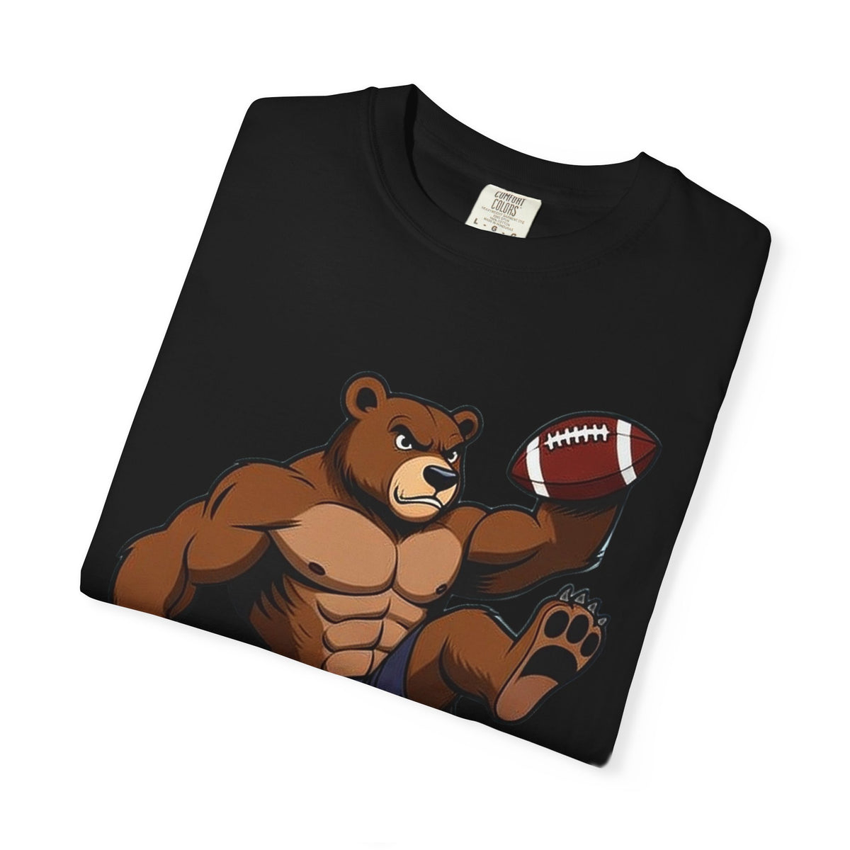 Strong Bear Football T-Shirt – Funny Muscle Bear Quarterback Gym Comfort Colors Tee
