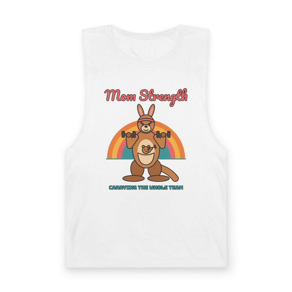 Mom Strength Tank Top – Funny Retro Kangaroo Mom Gym Workout Muscle Tank