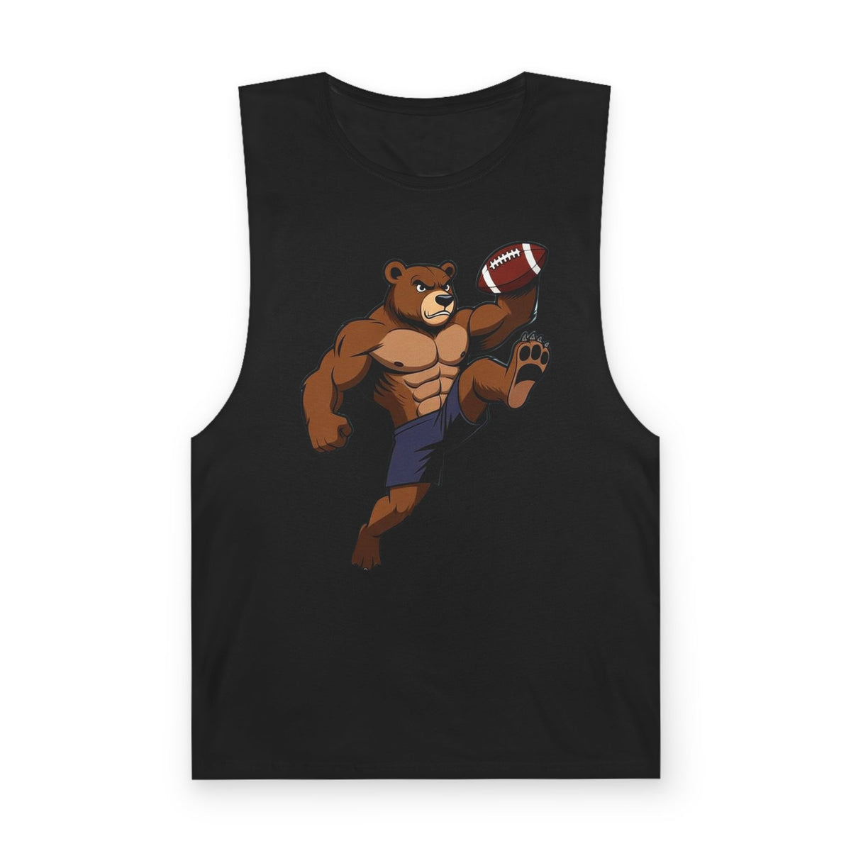 Strong Bear Football Tank Top – Funny Muscle Bear Quarterback Gym Tank