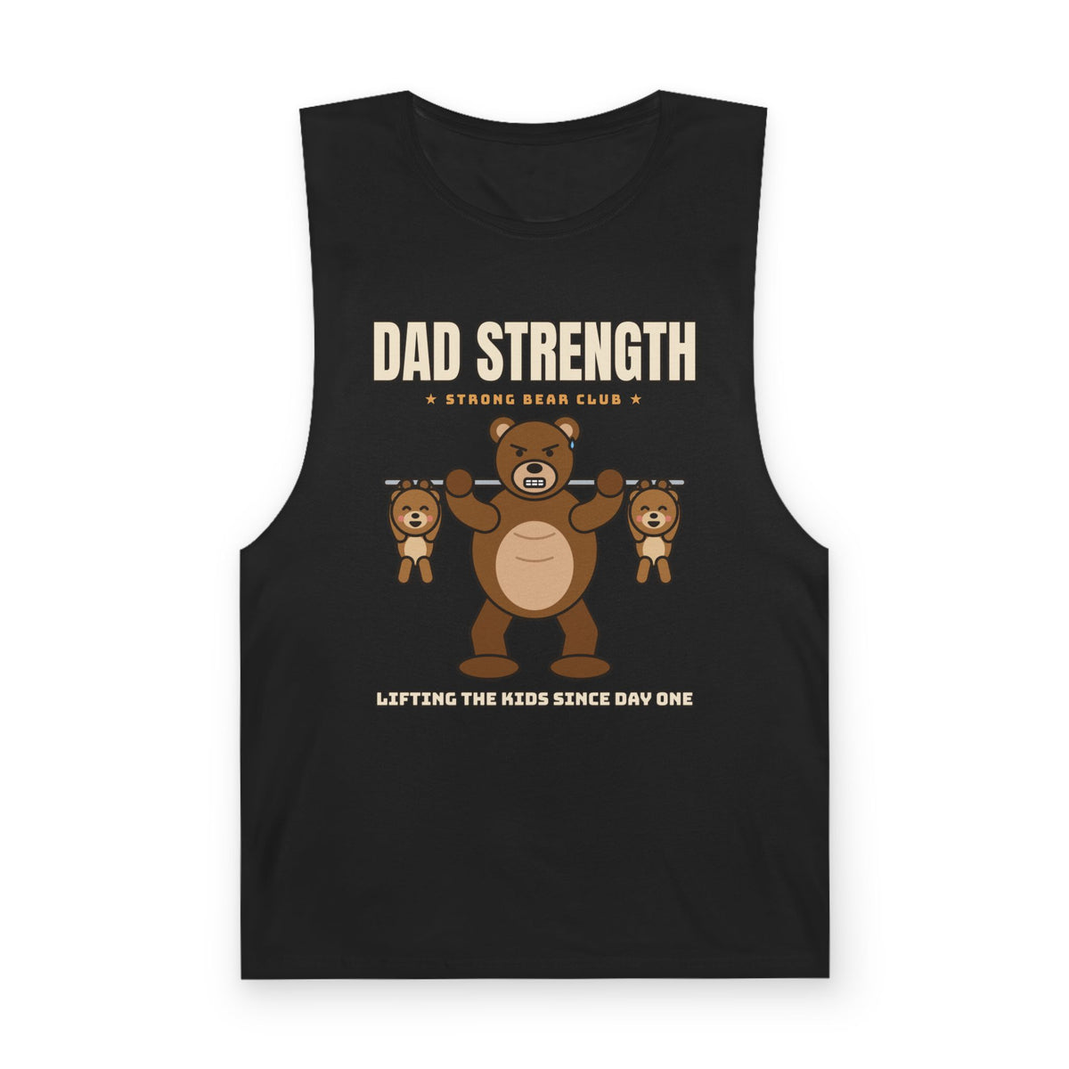 Dad Strength Tank Top – Funny Strong Bear Dad Lifting Kids Gym Muscle Tank