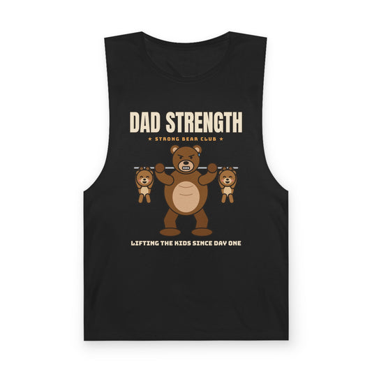 Dad Strength Tank Top – Funny Strong Bear Dad Lifting Kids Gym Muscle Tank