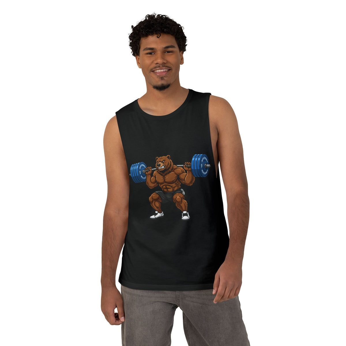 Strong Bear Squat Tank Top – Funny Leg Day Weightlifting Muscle Tank