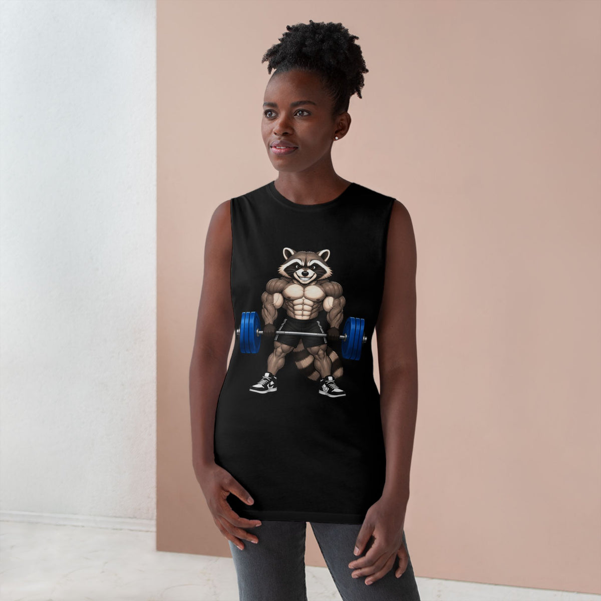 Strong Raccoon Gym Tank Top – Funny Trash Panda Weightlifting Muscle Tank
