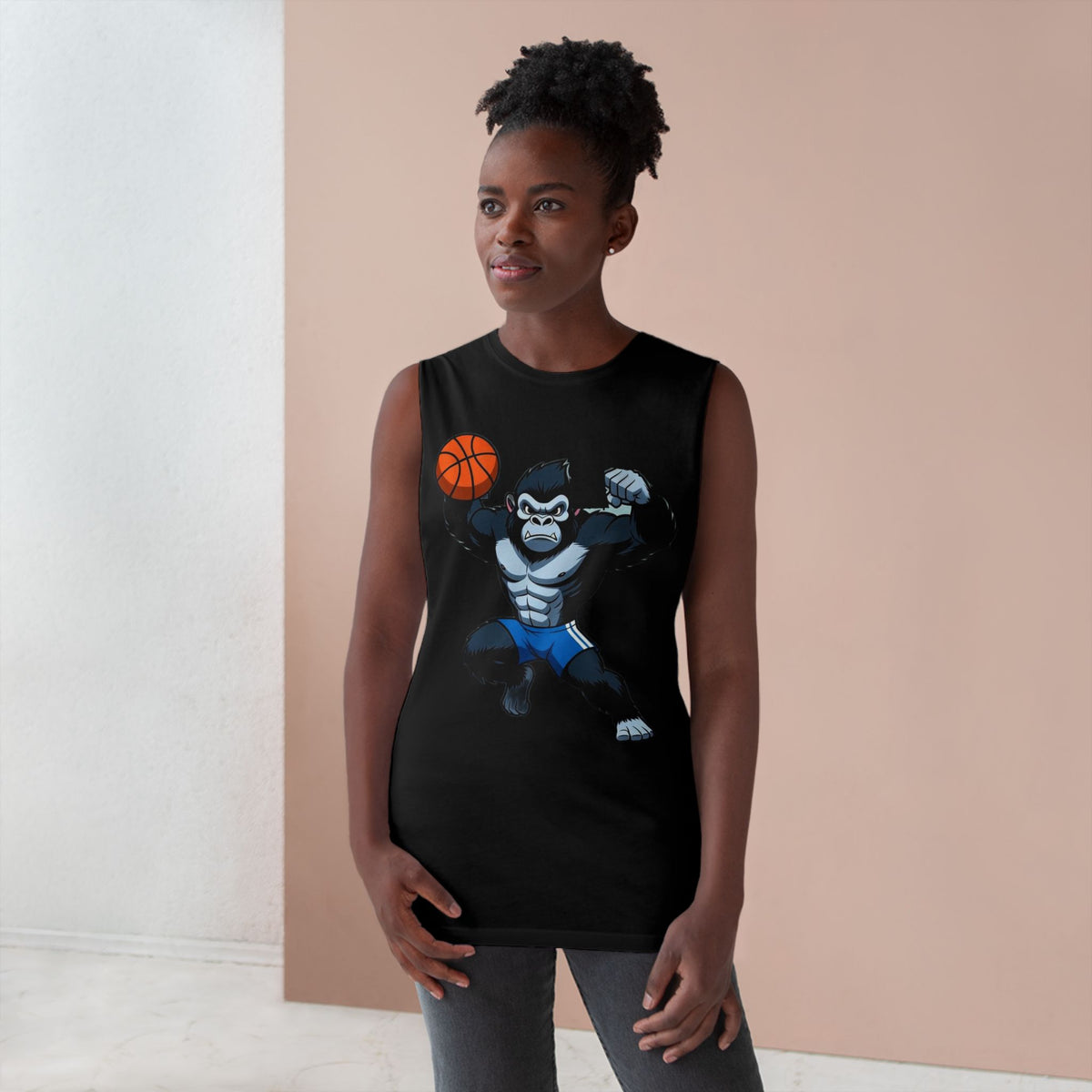 Strong Gorilla Basketball Tank Top – Funny Muscle Gorilla Hoops Gym Tank