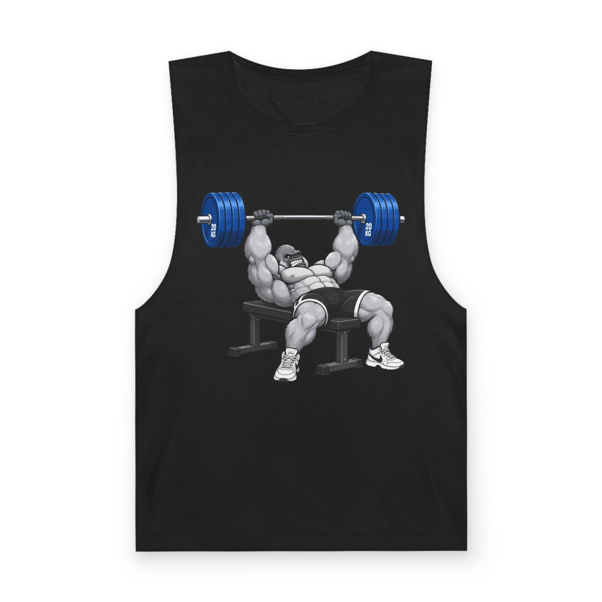 Strong Gorilla Bench Press Tank Top – Funny Gym Weightlifting Muscle Tank