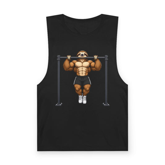 Strong Sloth Pull-Up Tank Top – Funny Back Day Gym Muscle Tank