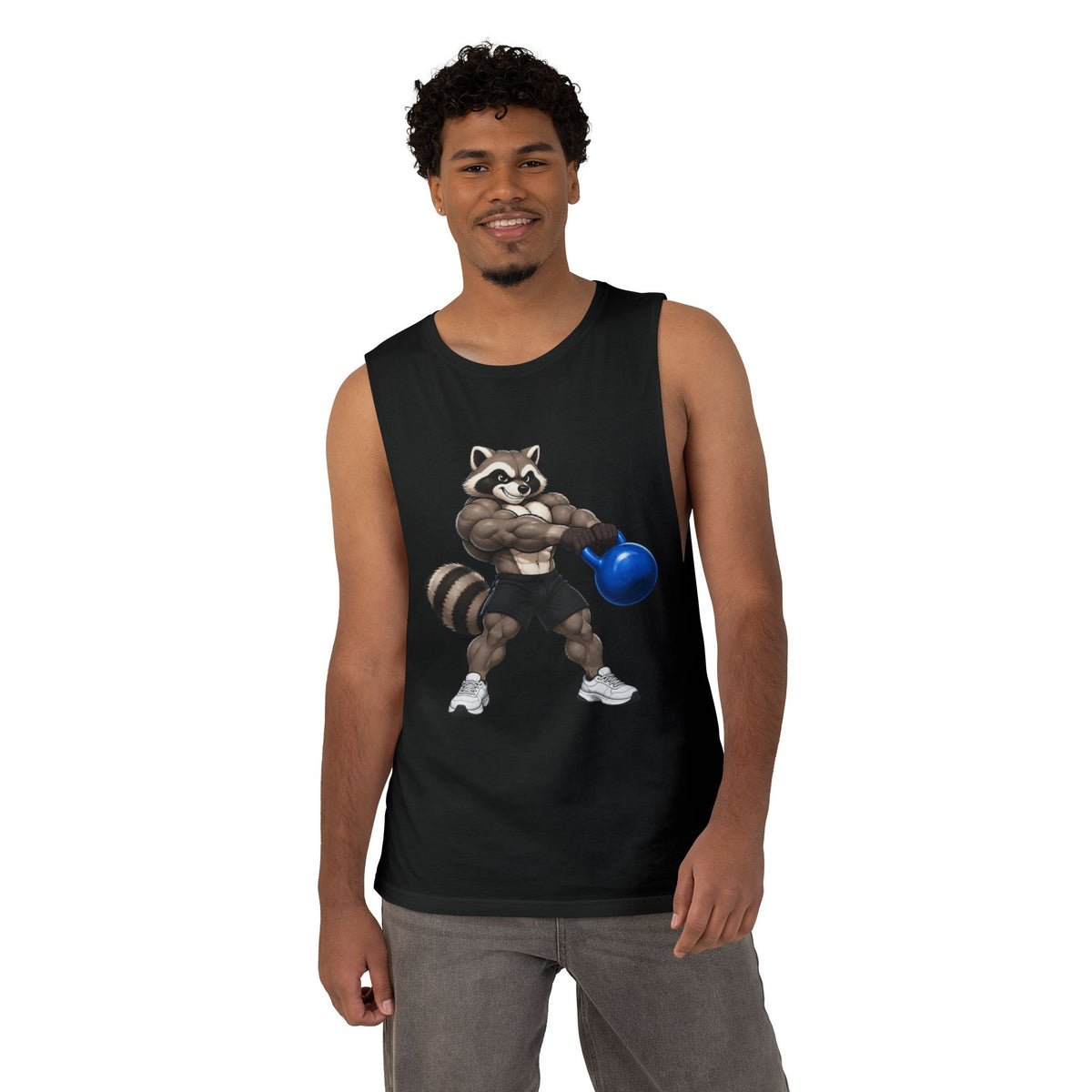 Strong Raccoon Kettlebell Swing Tank Top – Funny Trash Panda Gym Muscle Tank