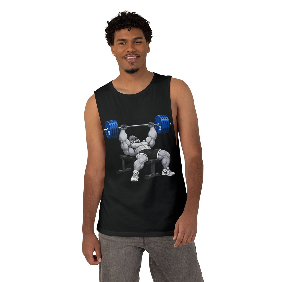 Strong Gorilla Bench Press Tank Top – Funny Gym Weightlifting Muscle Tank