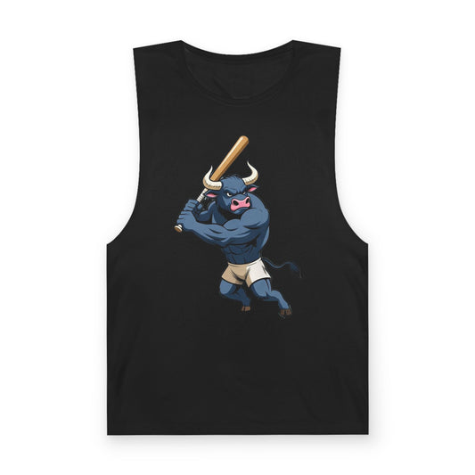 Strong Bull Baseball Tank Top – Funny Muscle Bull Slugger Gym Tank