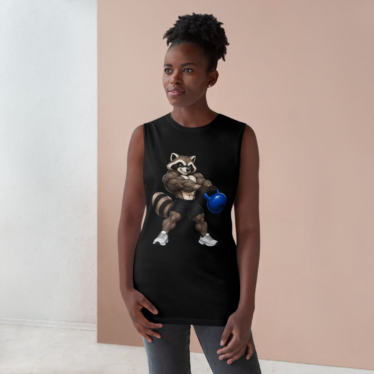 Strong Raccoon Kettlebell Swing Tank Top – Funny Trash Panda Gym Muscle Tank