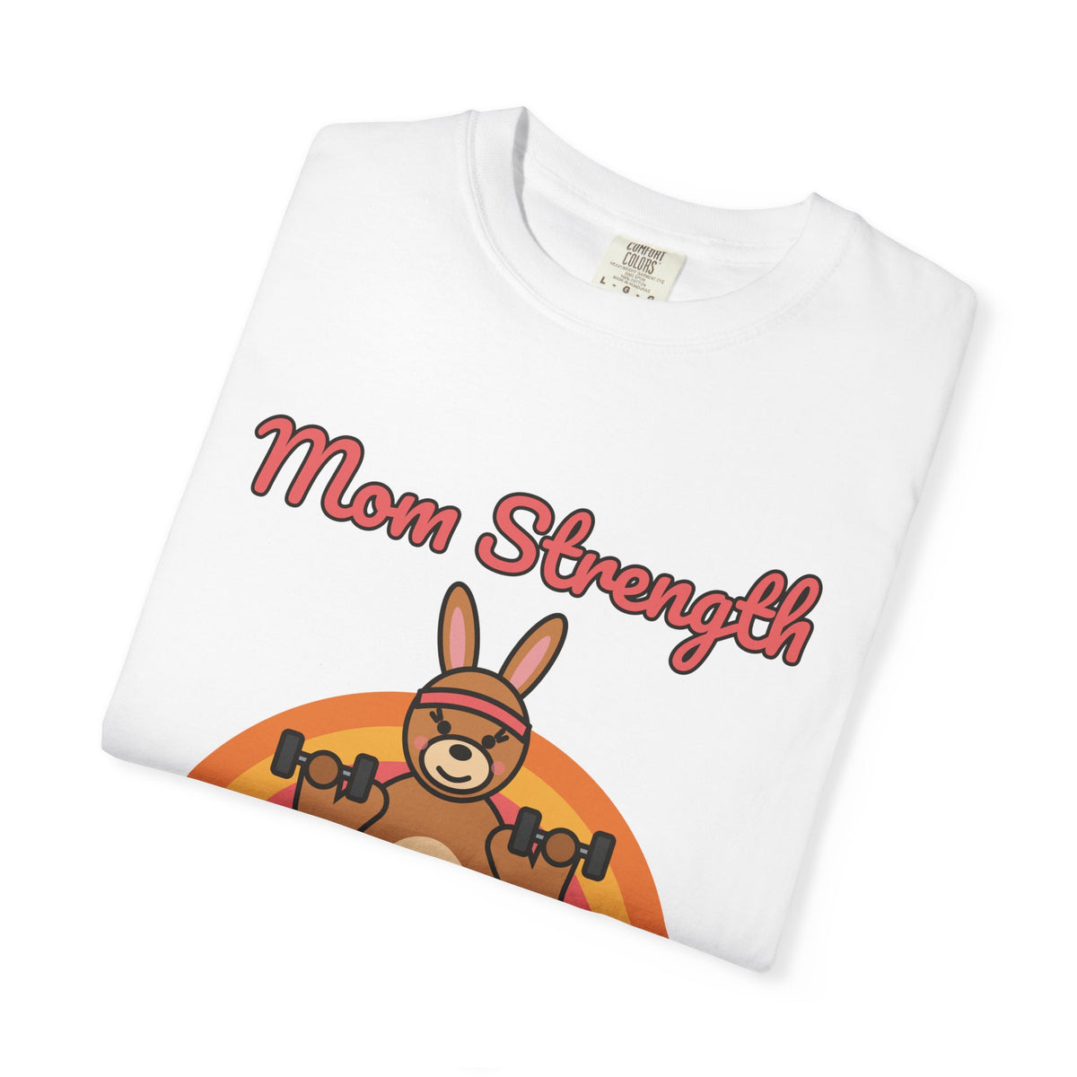 Mom Strength T-Shirt – Funny Retro Kangaroo Mom Gym Workout Comfort Colors Tee