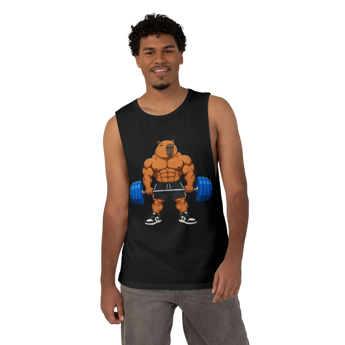 Strong Capybara Gym Tank Top – Funny Chill Capybara Weightlifting Muscle Tank